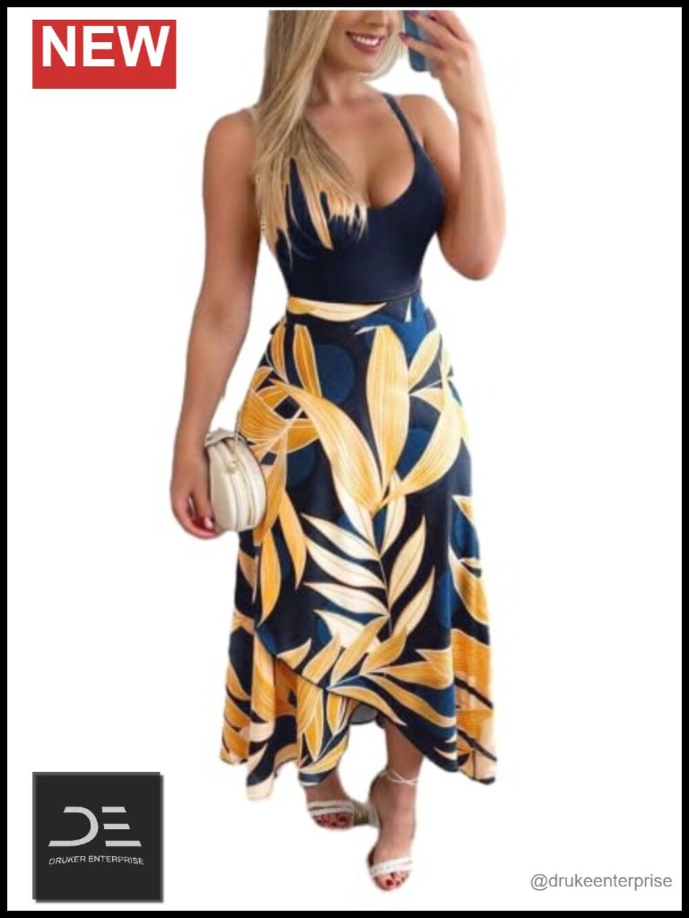Women's Floral Maxi Dress Spaghetti Strap Backless Slit Tropical Boho Summer